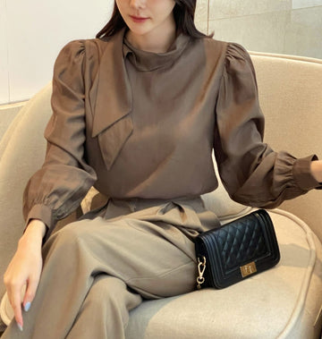 Cobolt Satin Tie Blouse